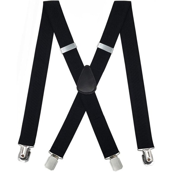 Mens Heavy Duty Adjustable Elastic X Back Suspenders with Strong Clips Big Tall - Picture 1 of 7